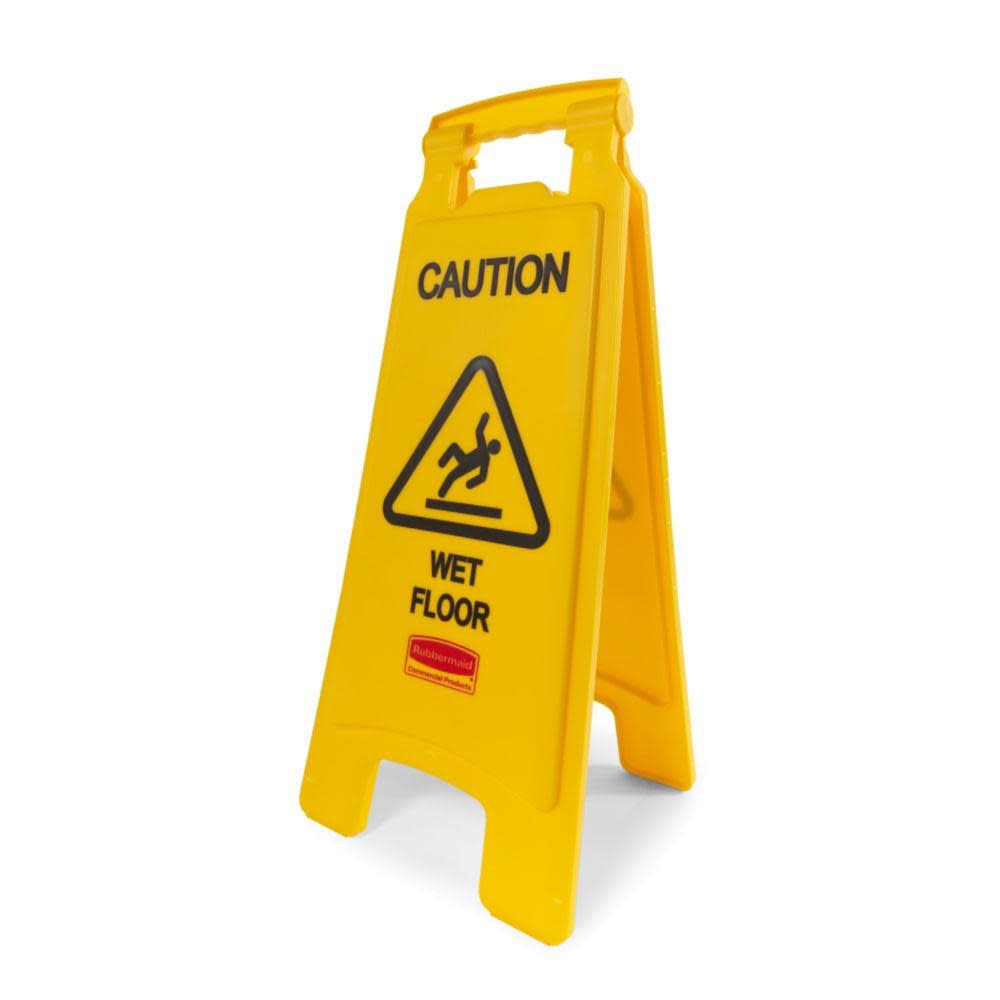 Rubbermaid Safety Floor Sign with Caution Wet Floor Imprint - Ascmtools