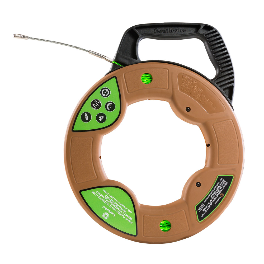 Southwire SIMPULL Fish Tape 4.5mm 125′ Flexible Metal Leader Large Case - Ascmtools