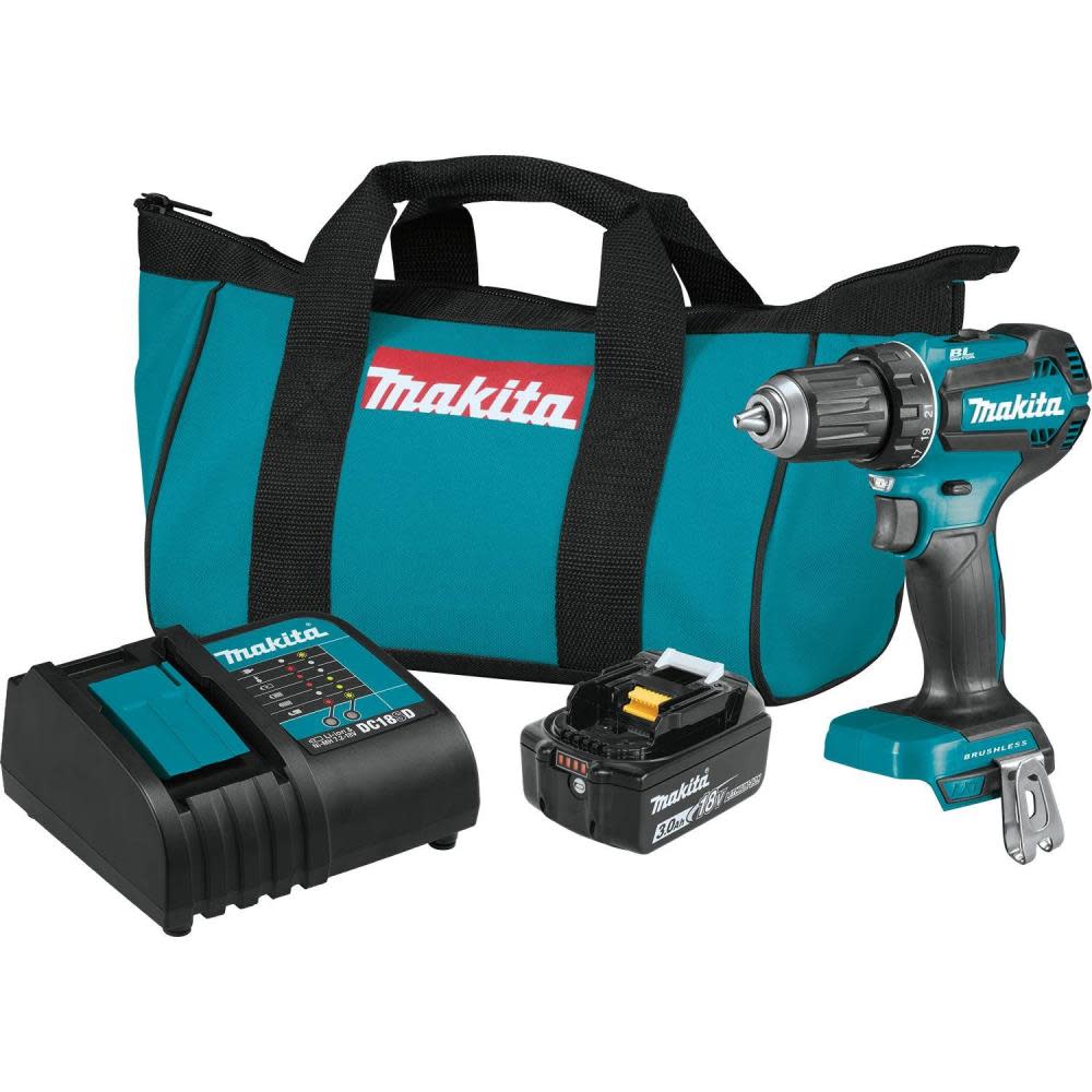 Makita 18V LXT Lithium-Ion Brushless Cordless 1/2 in. Driver-Drill Kit (3.0Ah) - Ascmtools
