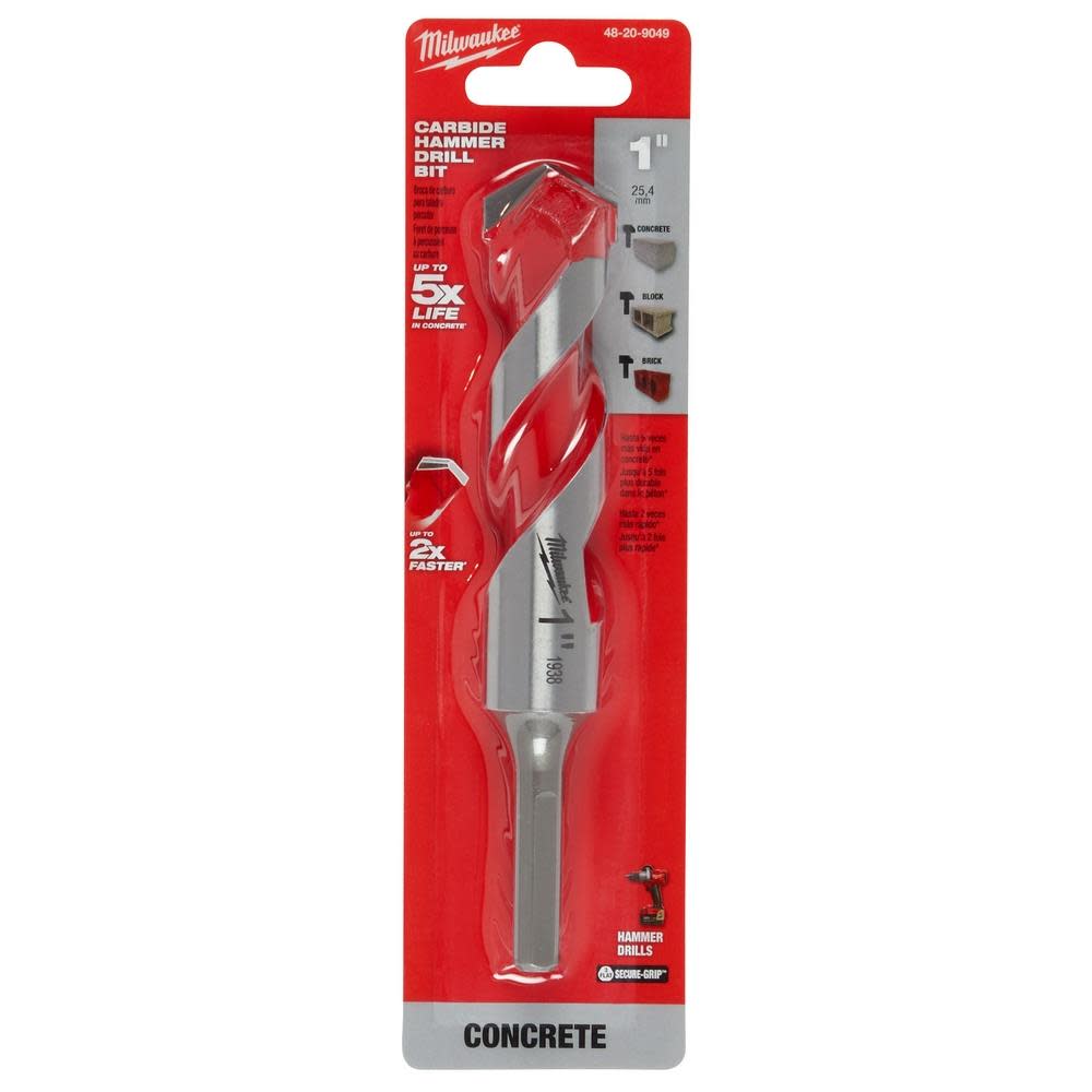 Milwaukee SHOCKWAVE Carbide Hammer Drill Bit 1″x4″x6″ - Ascmtools