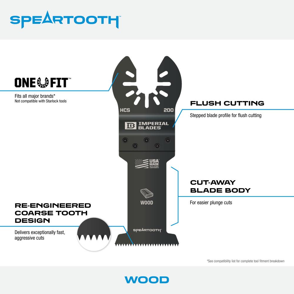 Imperial Blades One Fit 1 3/8″ Speartooth Fast Cut Wood Blade 1pc - Ascmtools