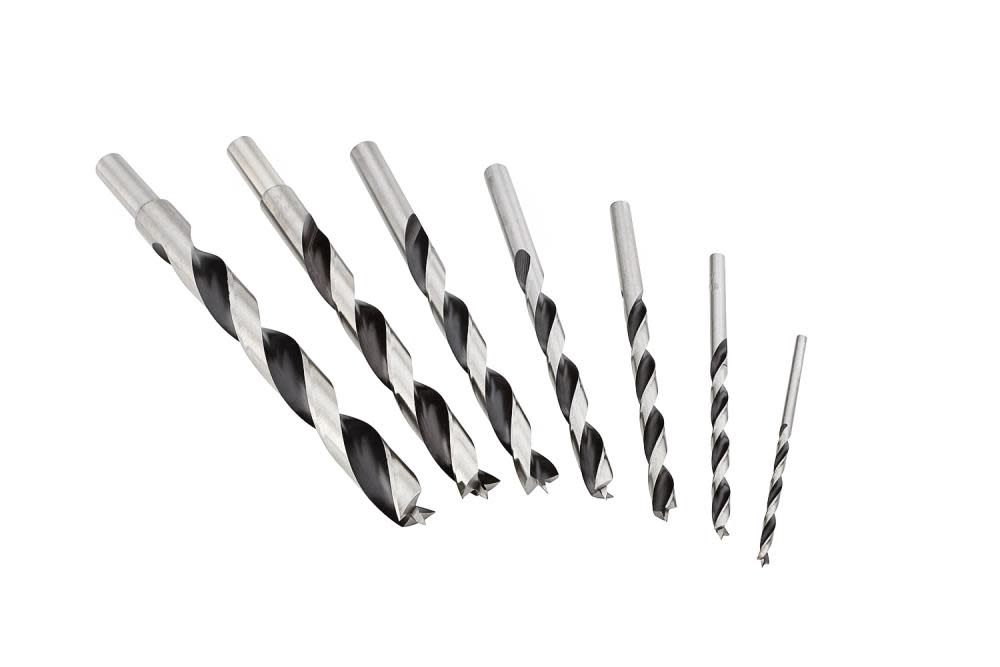 Fisch 7 piece Chrome Vanadium Brad Point Bit Set: 1/8″ – 1/2″ Diameter - Ascmtools