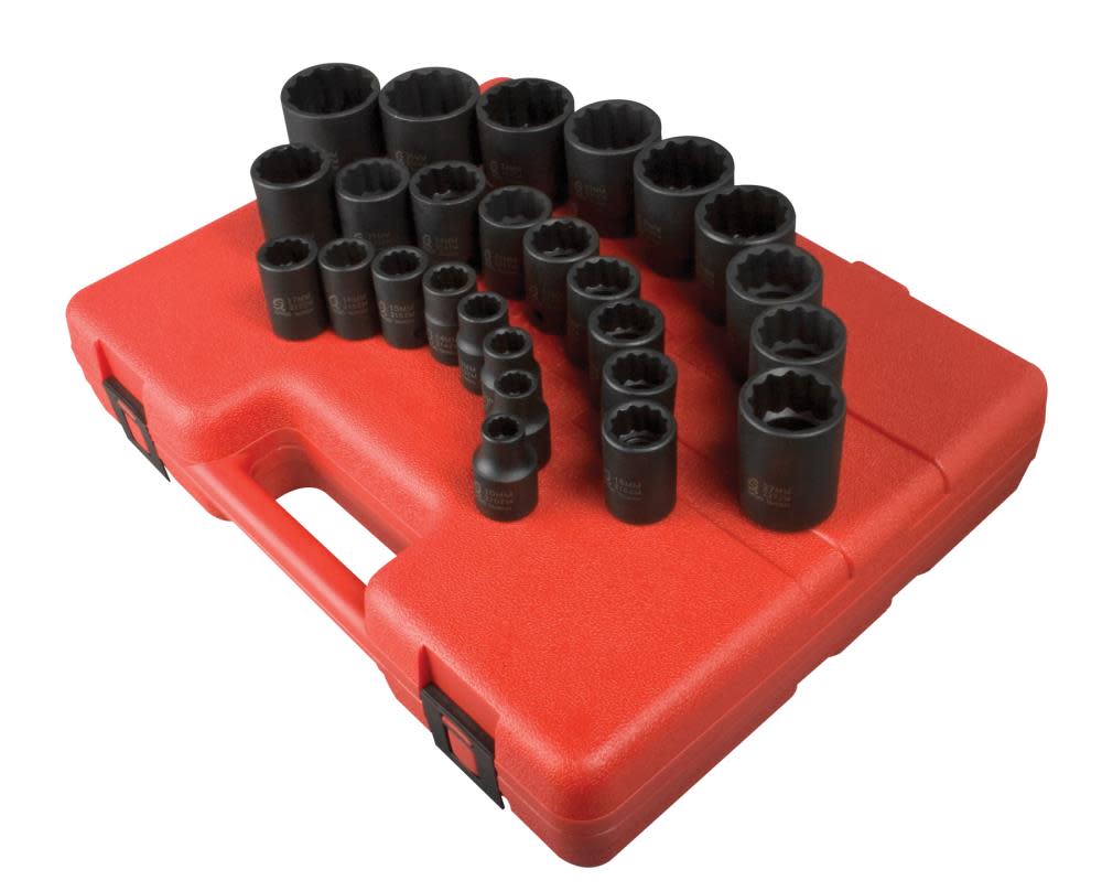 Sunex 1/2 In. Drive 12 Pt Metric Impact Socket Set 26 pc. - Ascmtools