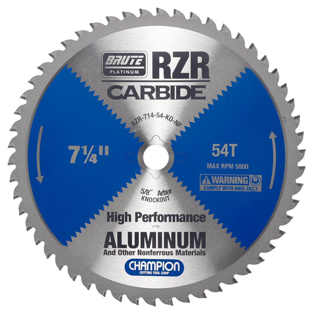 Champion Cutting Tool Brute Carbide Tipped Circular Saw Blade 7-1/4 In (aluminum/non-ferrous cutting) - Ascmtools