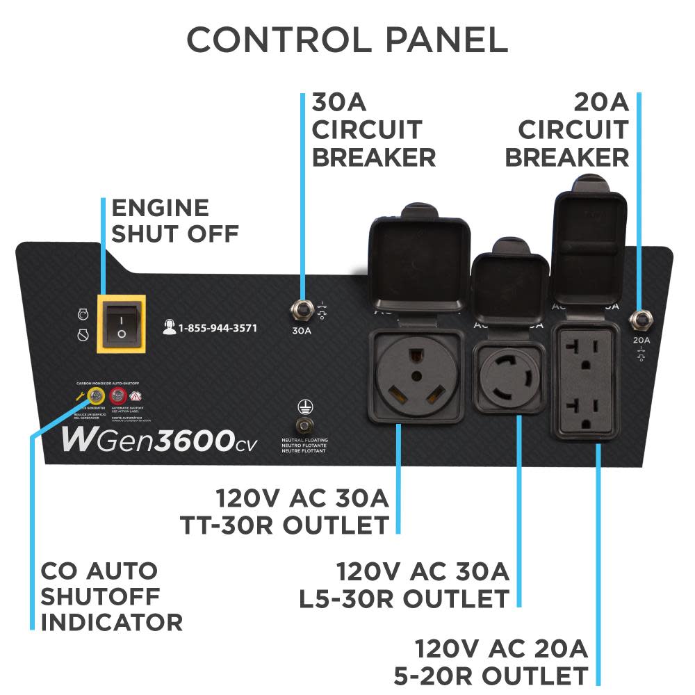 Westinghouse Generator Portable Gas Powered with CO Sensor - Ascmtools