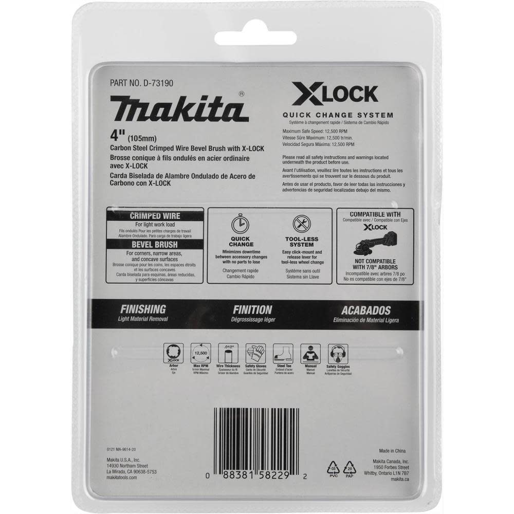 Makita X LOCK 4″ Carbon Steel Crimped Wire Bevel Brush - Ascmtools
