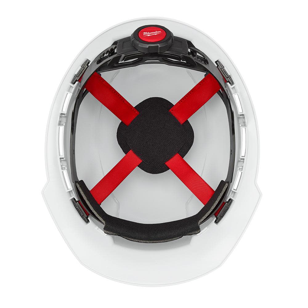 Milwaukee White Front Brim Vented Hard Hat with 4pt Ratcheting Suspension Type 1 Class C - Ascmtools