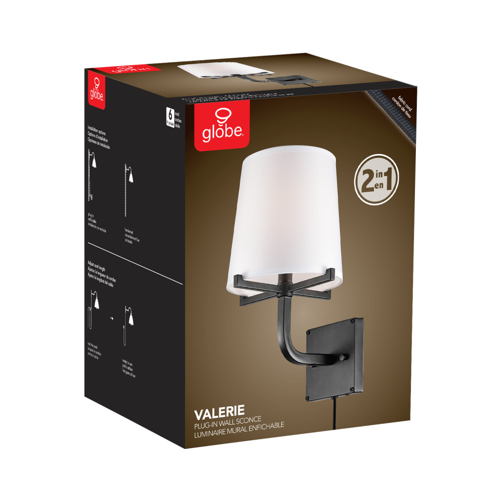 Globe Electric Valerie Wall Sconce 40W E12 1 Light Dark Bronze - Ascmtools