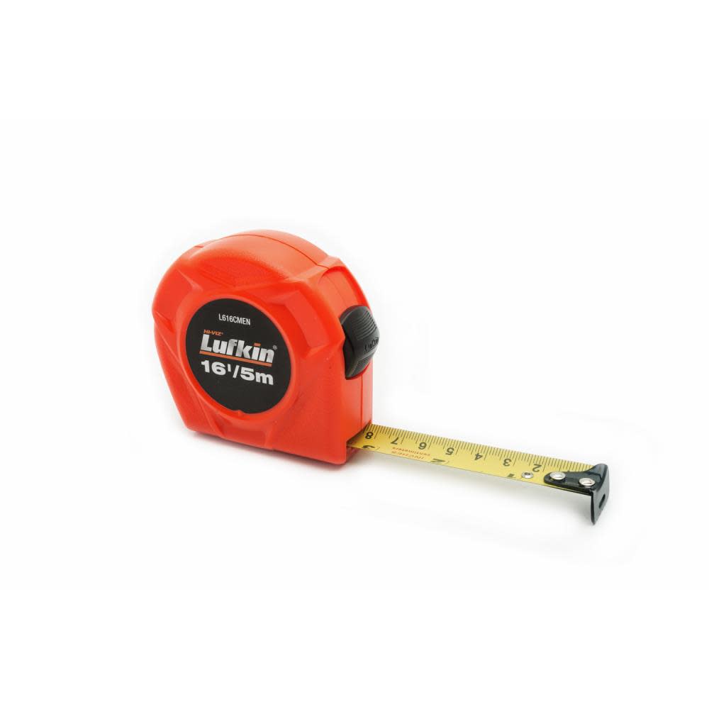 Crescent Lufkin Tape Measure 3/4 In./19mm x 16 Ft./5m Hi-Viz Orange Value - Ascmtools