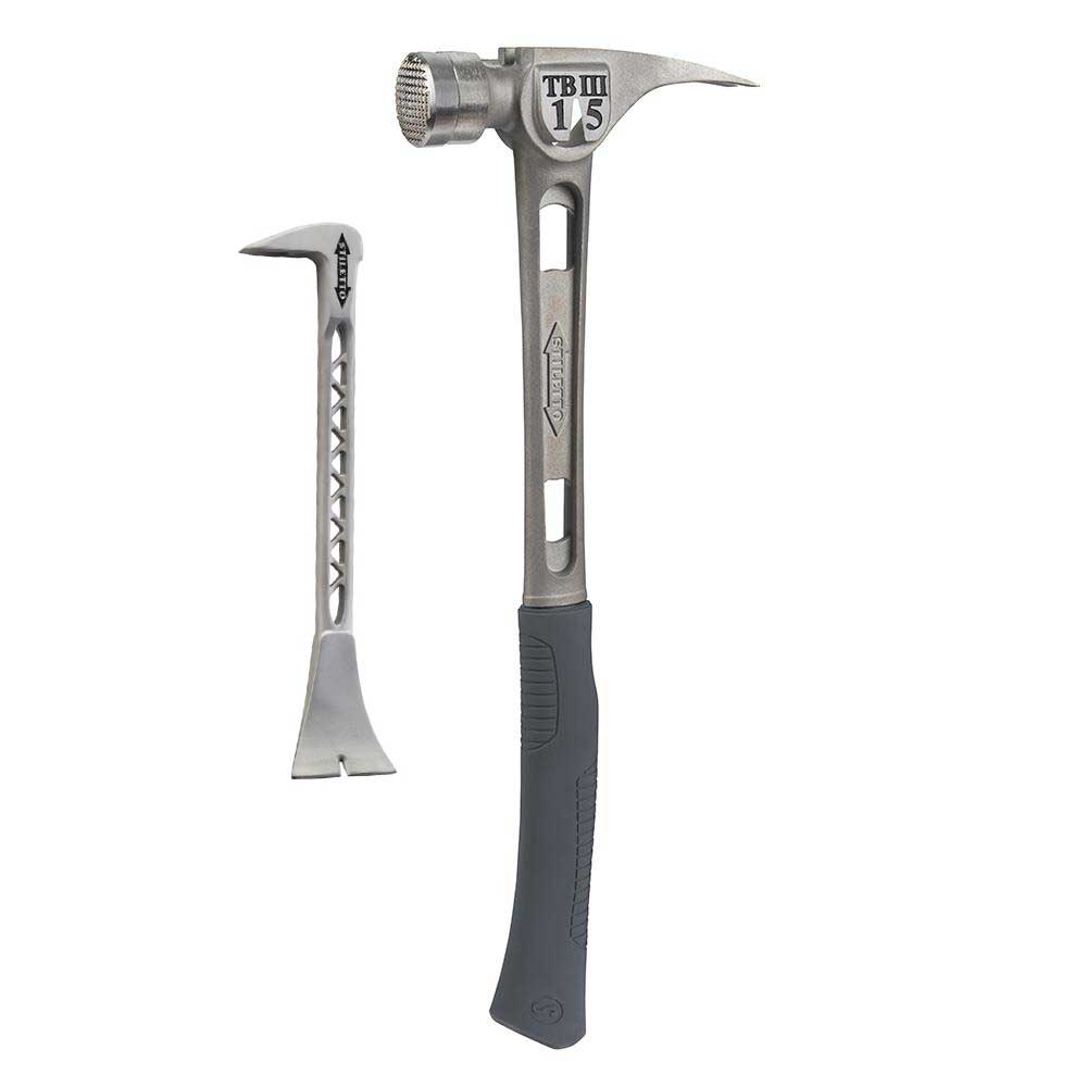 Stiletto Ti-Bone III Ti Hammer 15oz Milled and 8-1/2″ Trimbar5 Combo - Ascmtools