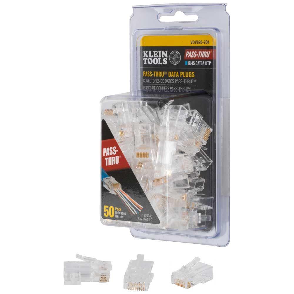 Klein Tools RJ45 CAT6A UTP Pass Thru Plug 50pk - Ascmtools