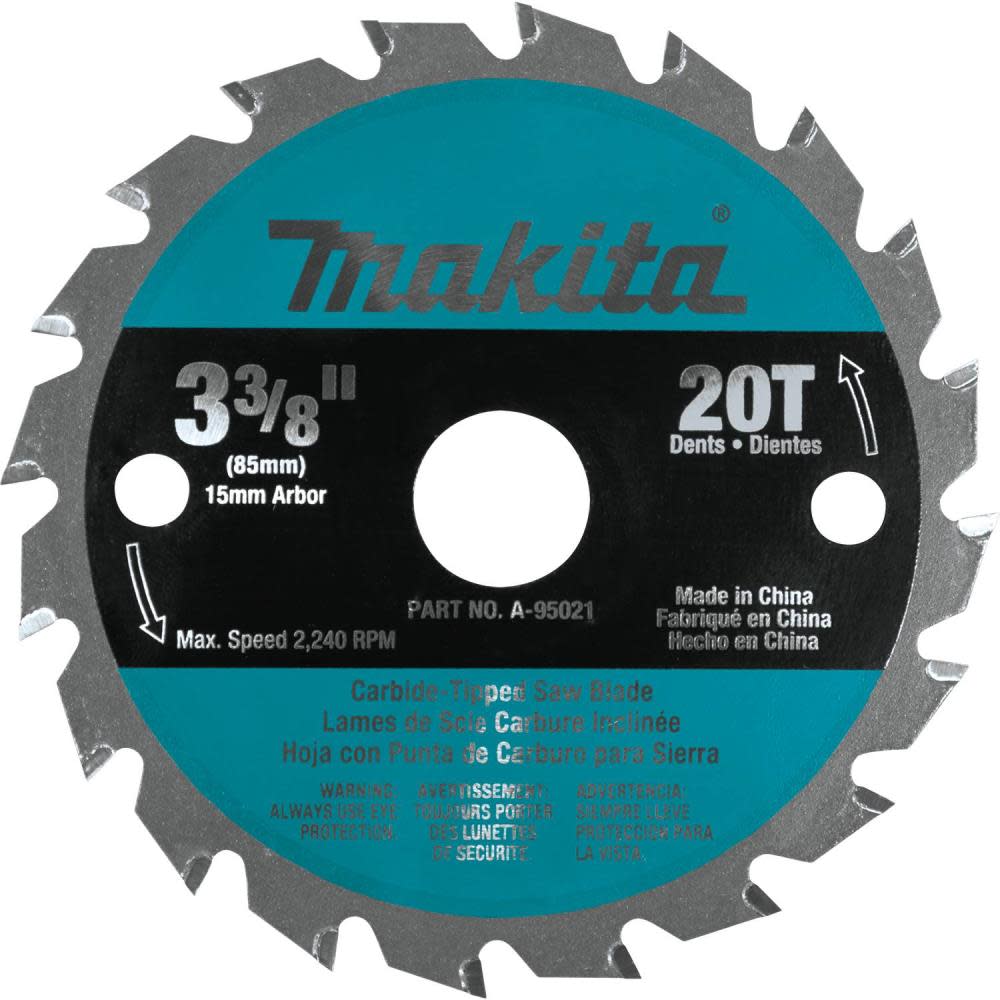 Makita 3-3/8″ 20T Carbide-Tipped Circular Saw Blade, General Purpose - Ascmtools
