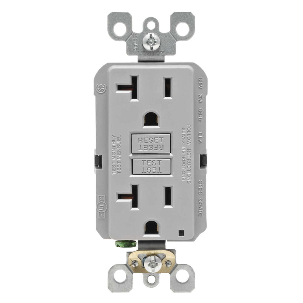 Leviton SmartlockPro GFCI Outlet 20A 125V Gray NEMA 5-20R - Ascmtools