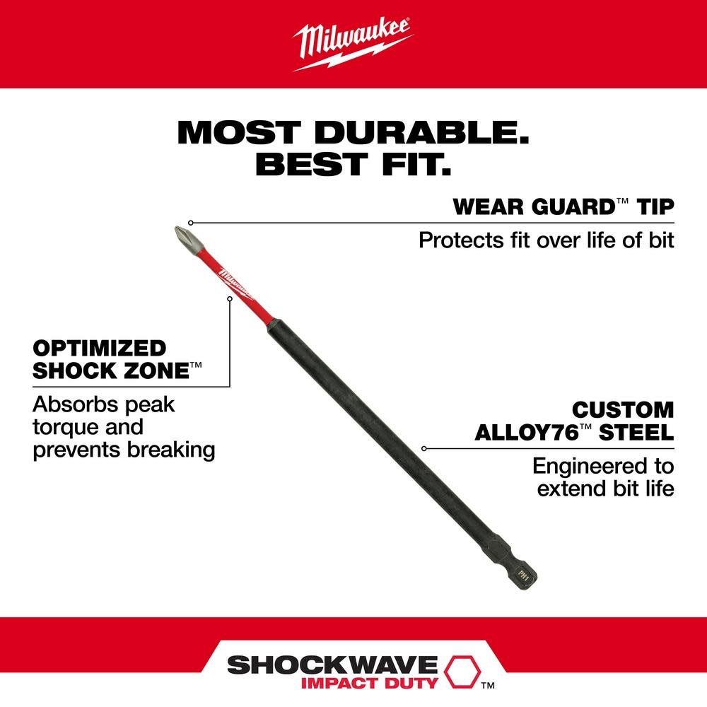 Milwaukee SHOCKWAVE 6 in. Impact Torx T20 Impact Driver Bit 10PK - Ascmtools