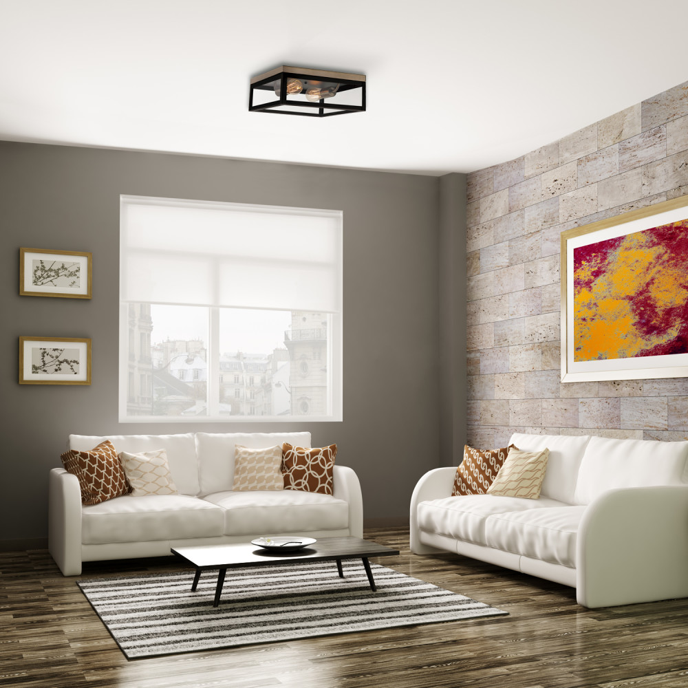 Globe Electric Verona Flush Mount Light Panes 2 Light Dark Bronze - Ascmtools