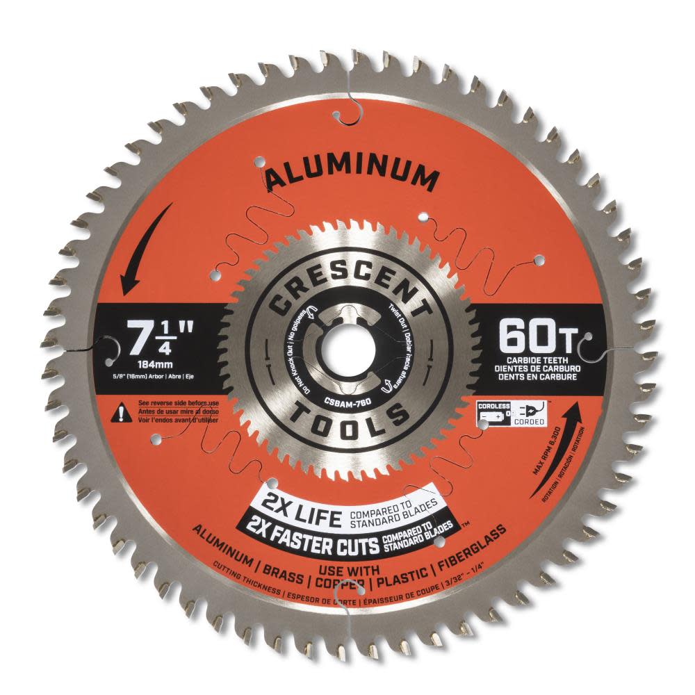 Crescent APEX Circular Saw Blade 7 1/4″ x 60 Tooth Medium Aluminum - Ascmtools