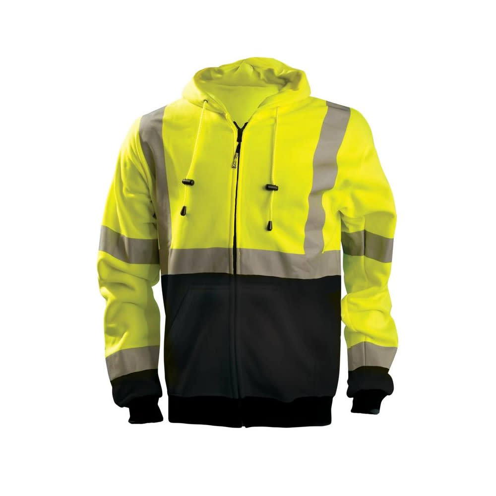 Occunomix Hi-Vis Yellow 9oz Full Zip Hoodie Sweatshirt 4X - Ascmtools