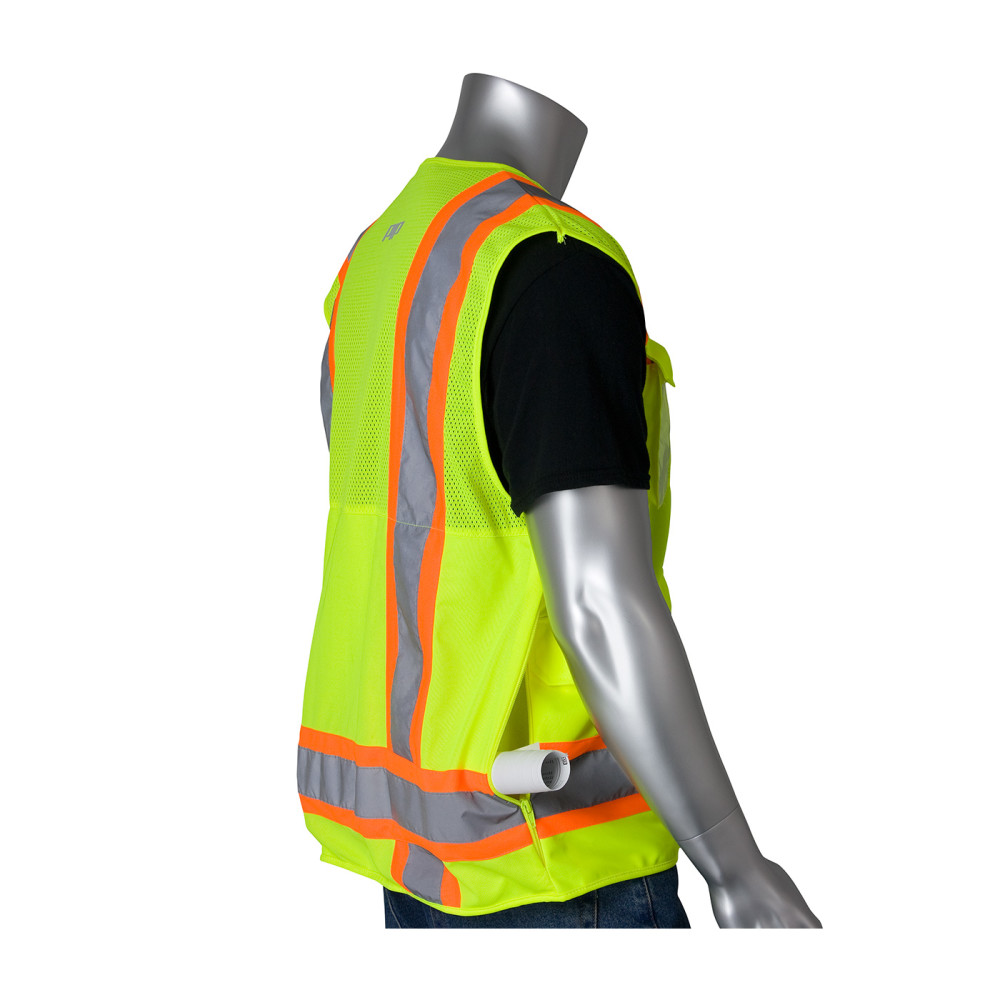Protective Industrial Products Surveyors Tech Vest Hi-Vis Yellow Two-Tone Ten Pocket 3X - Ascmtools