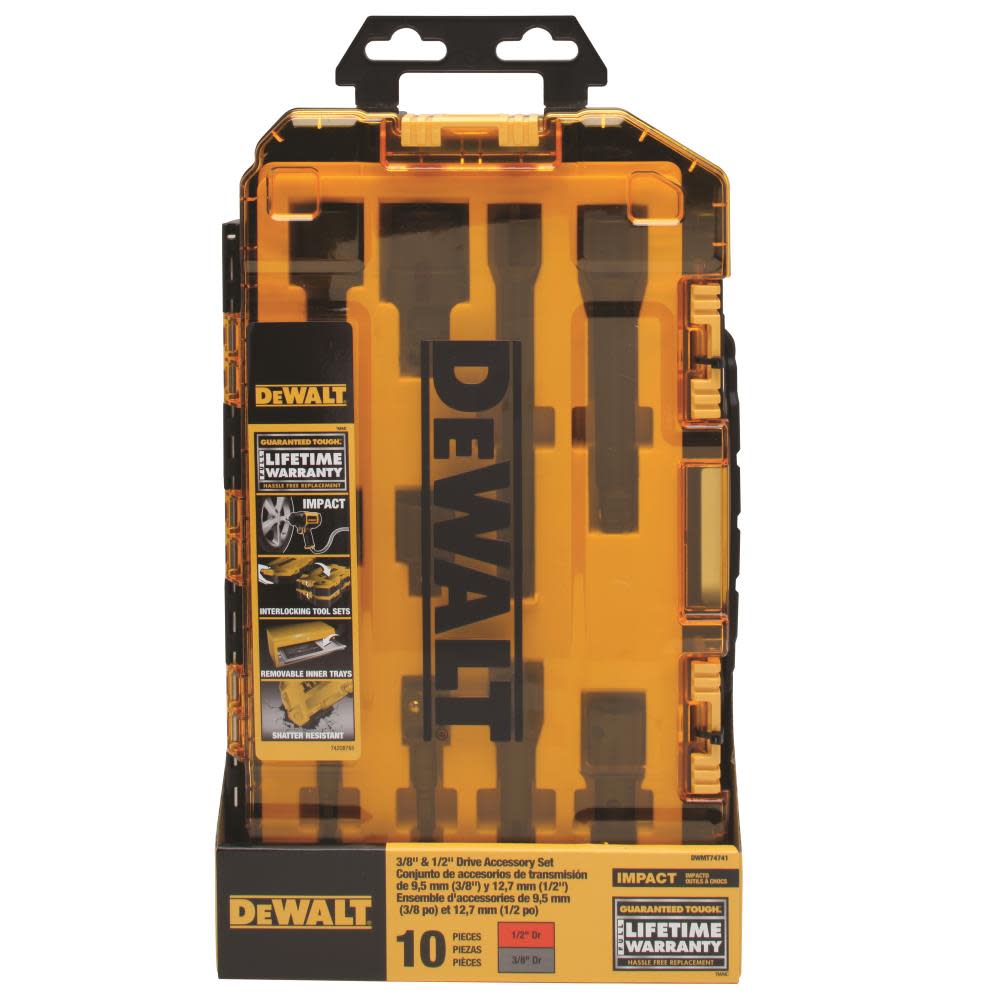 DEWALT Tough Box 10 pc. 3/8 and 1/2 Drive Accessory Set - Ascmtools