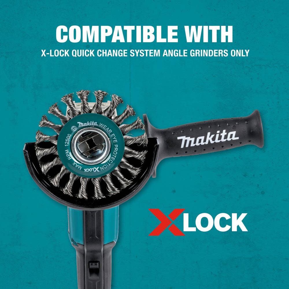 Makita X-LOCK 4-1/2″ Carbon Steel Stringer Bead Twist Wire Wheel - Ascmtools