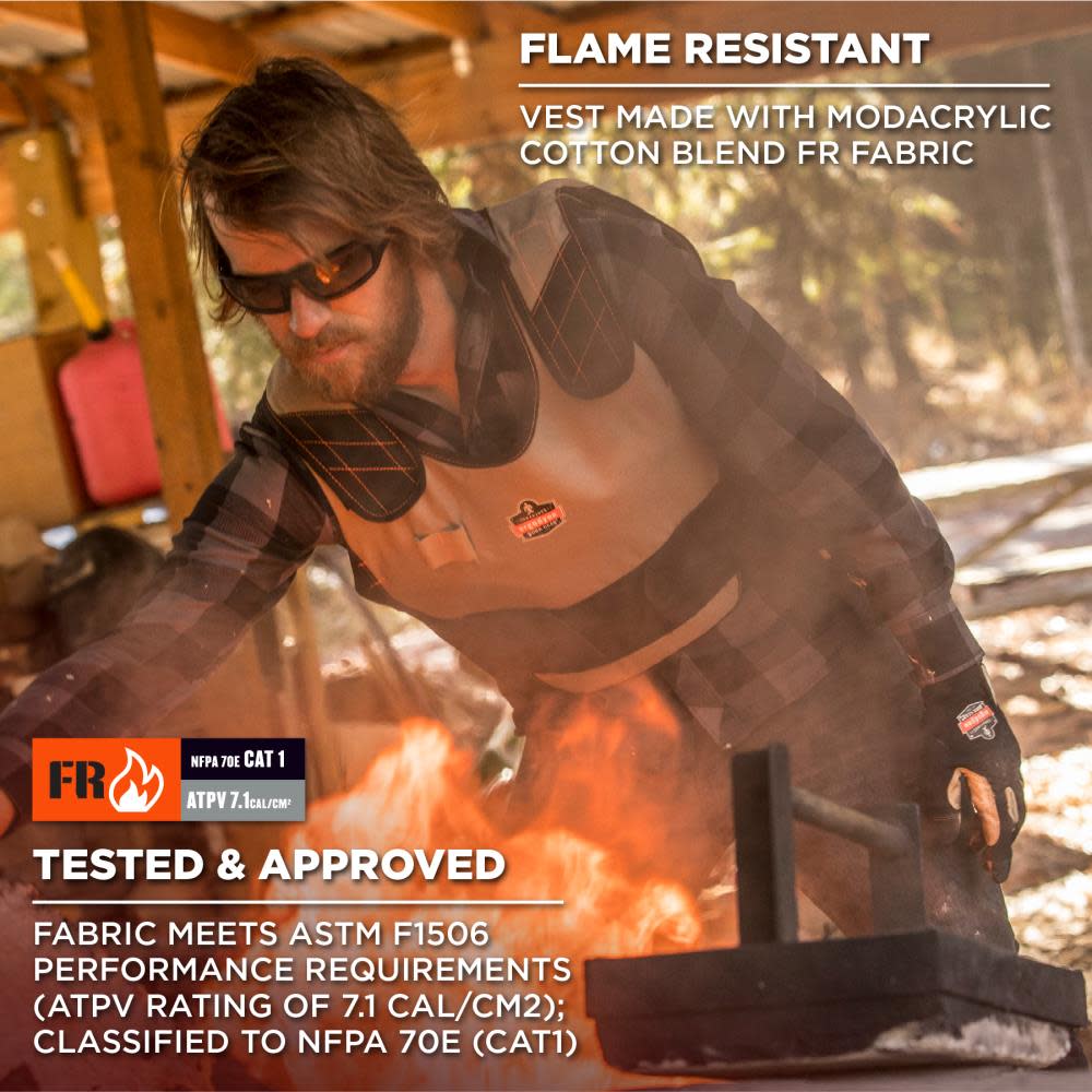 Ergodyne Chill-Its 6215 L/XL Orange Premium FR Phase Change Cooling Vest with Packs - Ascmtools