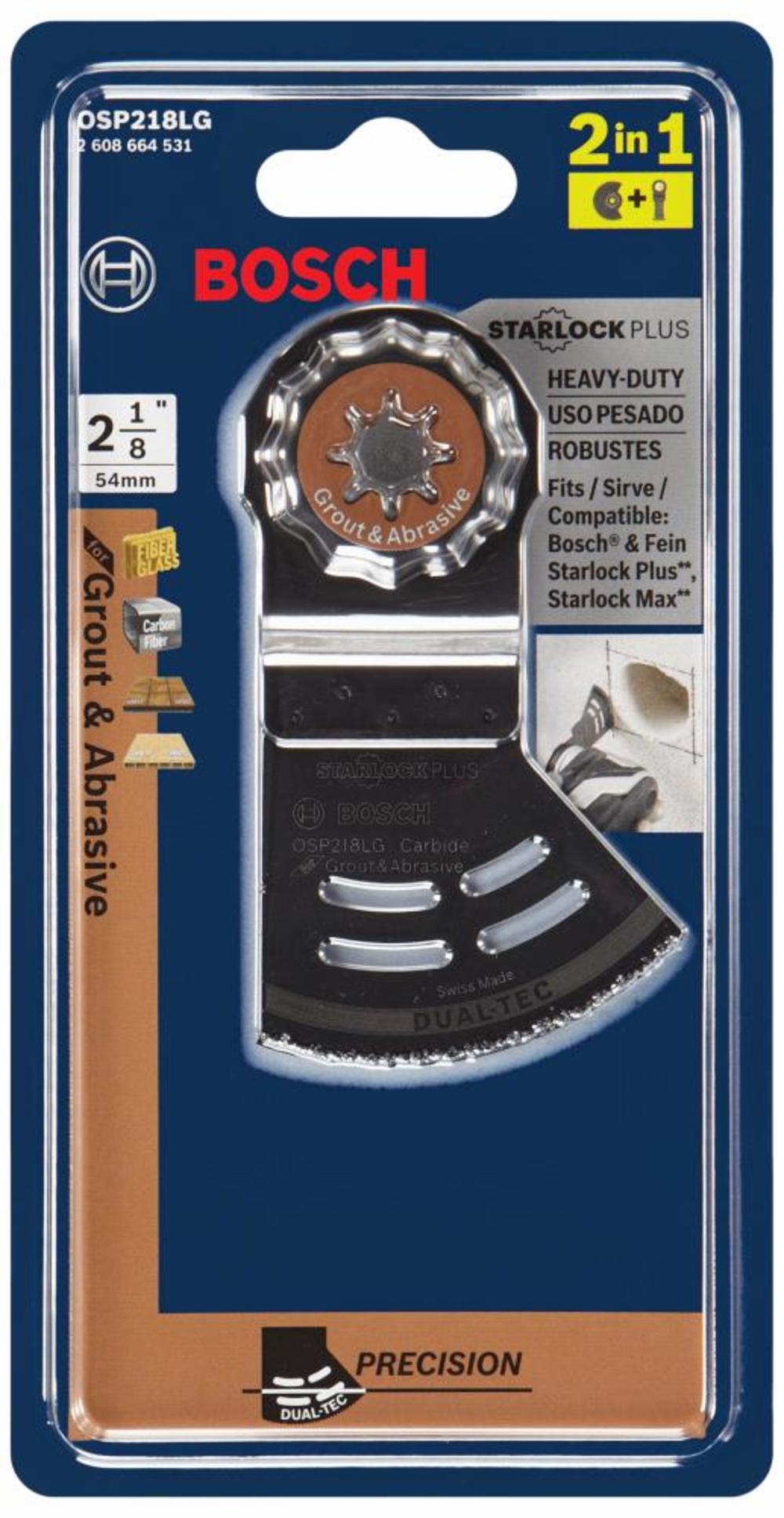 Bosch 2-1/8 In. StarlockPlus Oscillating Multi-Tool 2-in-1 Dual-Tec Grout and Abrasive Blade - Ascmtools