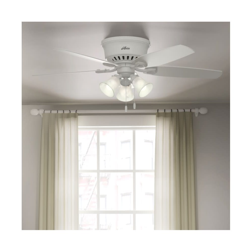 Hunter Fan Builder Ceiling Fan 52″ LED Indoor Snow White/Light Oak - Ascmtools