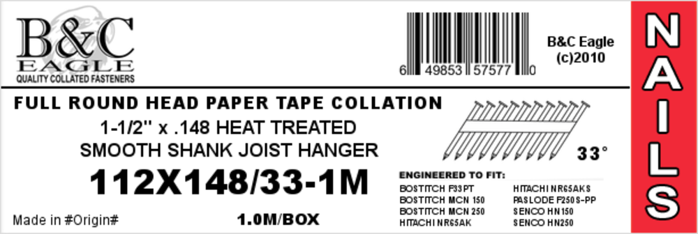 B and C Eagle Joist Hanger Nails 1 1/2 x .148 1000qty - Ascmtools