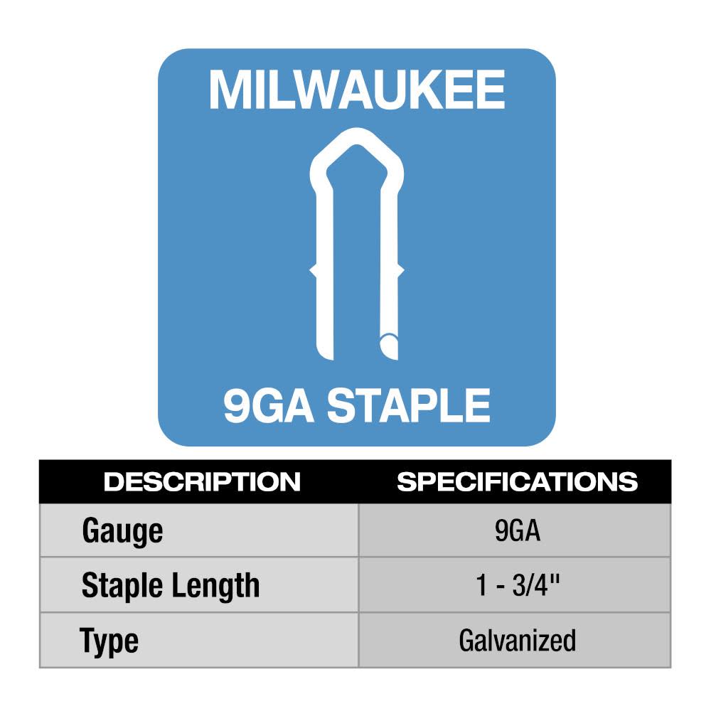 Milwaukee Galvanized Staples 1.75″ 9 Gauge - Ascmtools