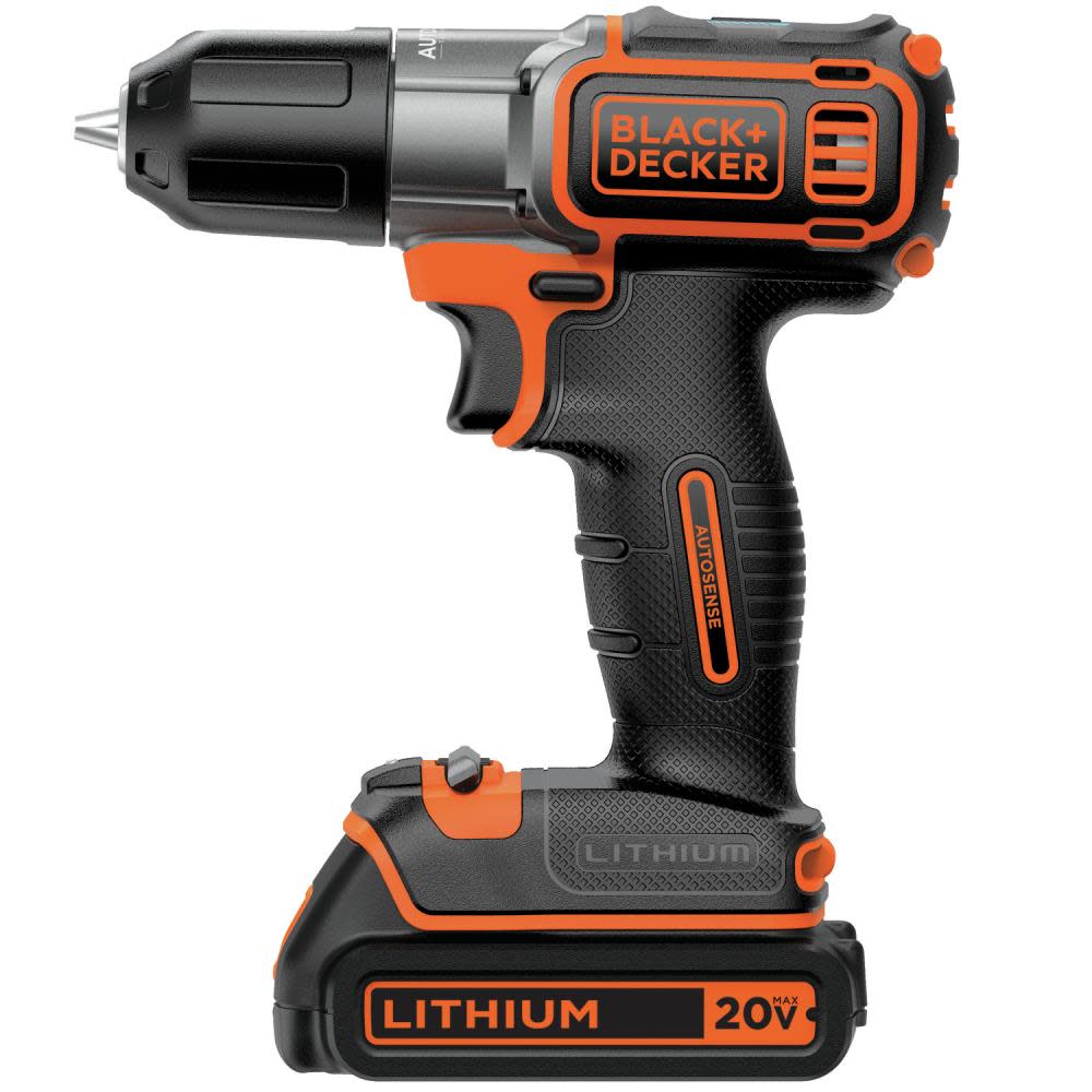 Black and Decker 20V MAX Lithium Ion (Li-ion) 3/8-in Cordless Drill with Battery Kit - Ascmtools