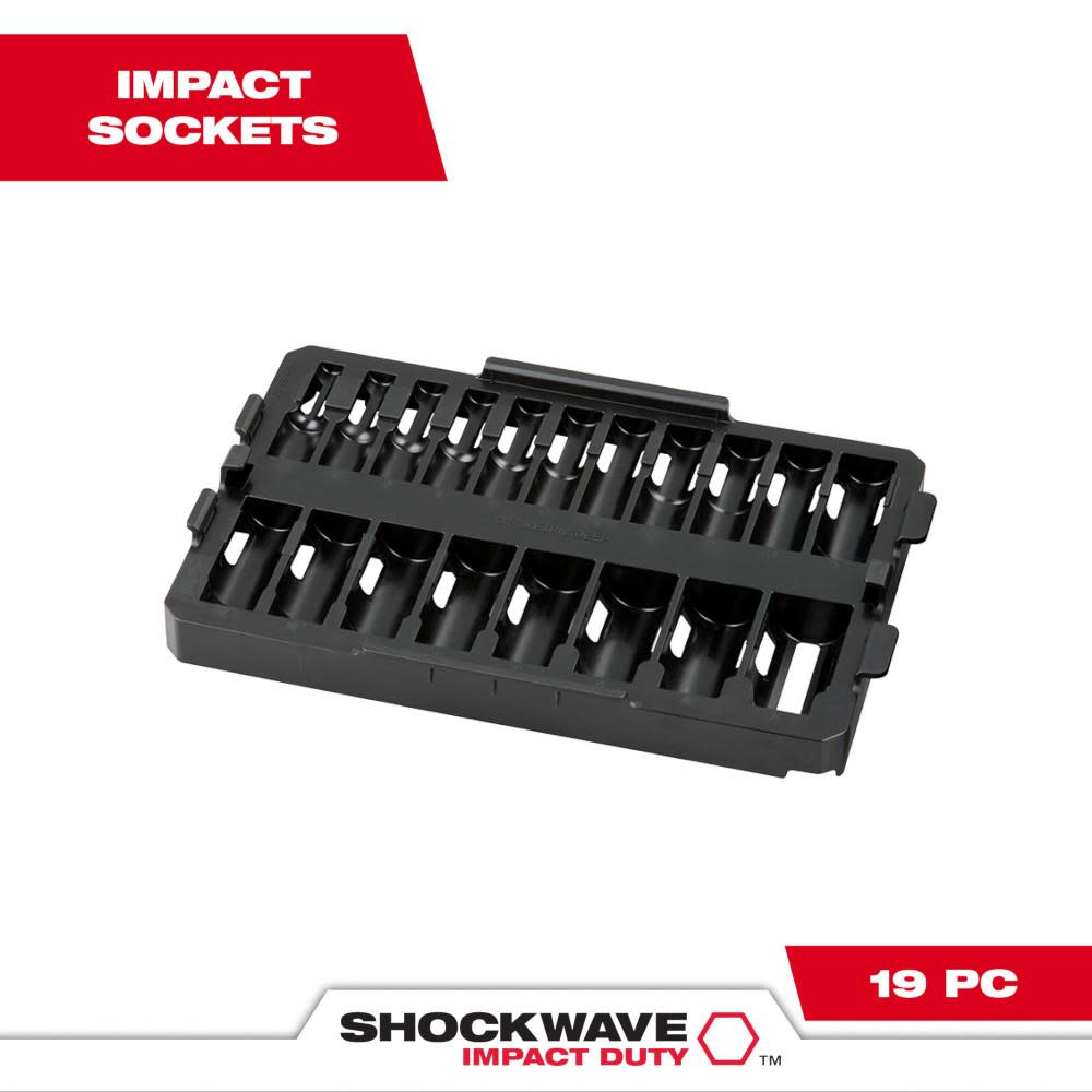 Milwaukee SHOCKWAVE Impact Duty Socket 3/8 Dr 19pc Tray Only - Ascmtools