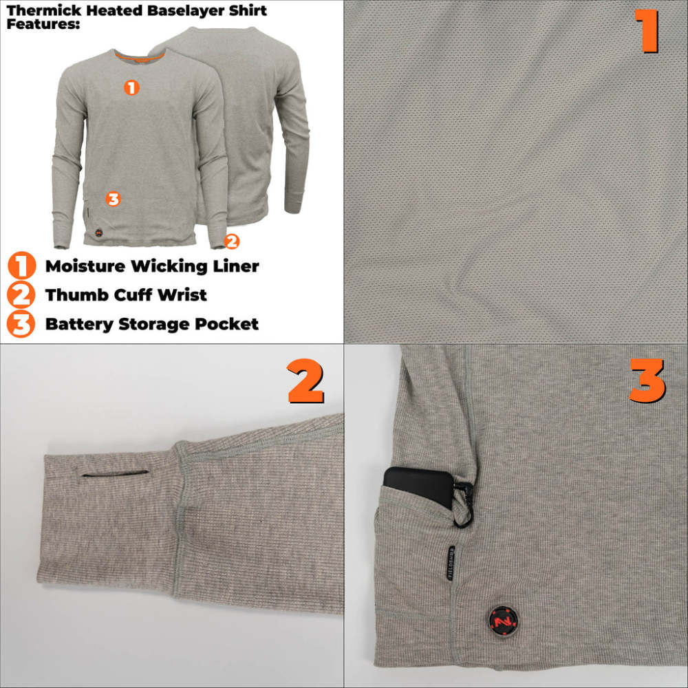 Mobile Warming 7.4V Thermick 2.0 Heated Shirt Mens Gray Medium - Ascmtools