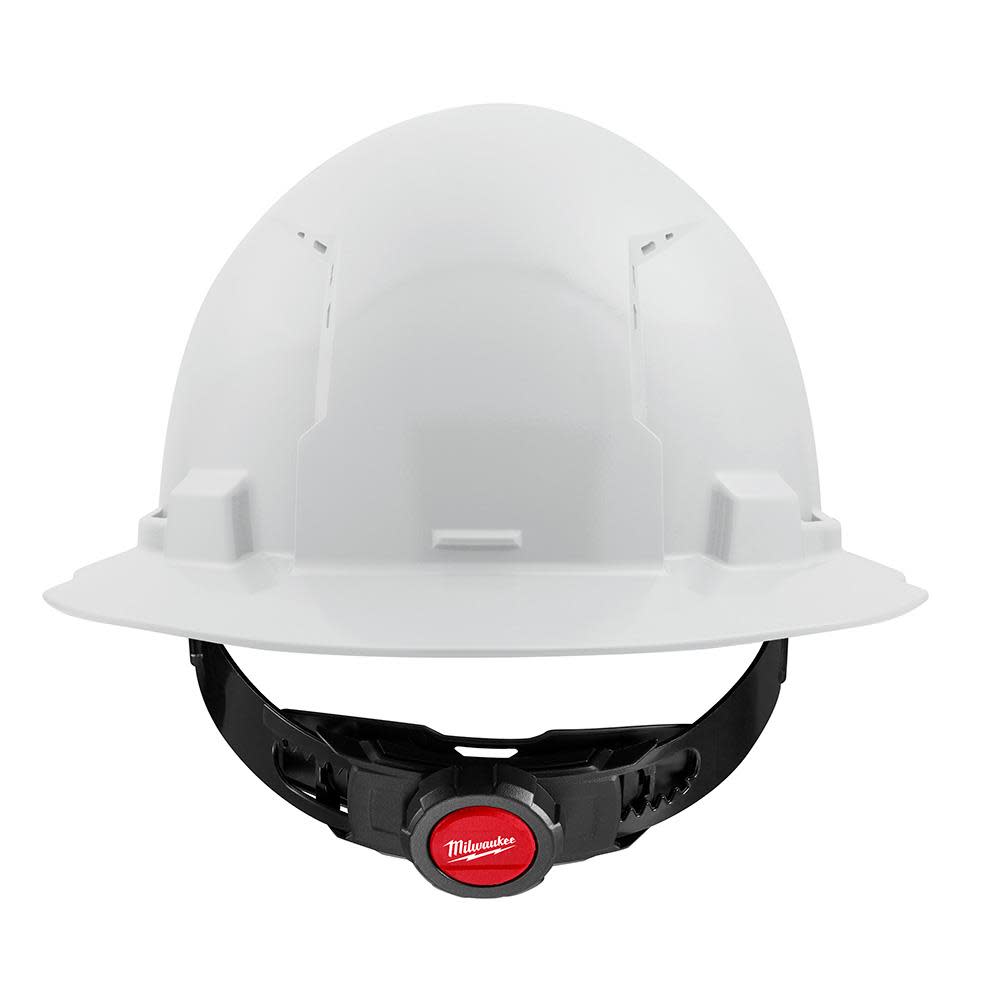 Milwaukee White Full Brim Vented Hard Hat with 4pt Ratcheting Suspension Type 1 Class C - Ascmtools