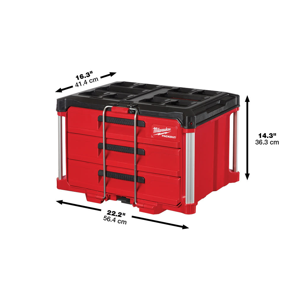 Milwaukee PACKOUT XL Tool Box and 3 Drawer Tool Box with Dolly - Ascmtools