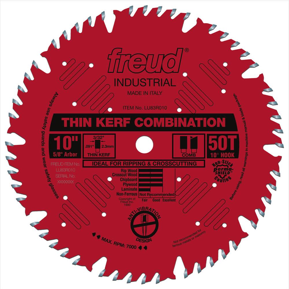 Freud 10″ Thin Kerf Combination Blade with Perma-SHIELD Coating - Ascmtools