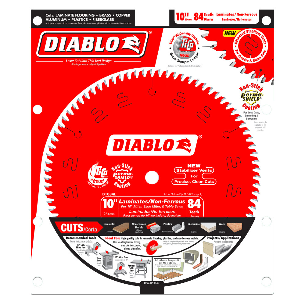 Diablo Tools Circular Saw Blade 10″ x 84 Tooth Laminates/Non Ferrous - Ascmtools