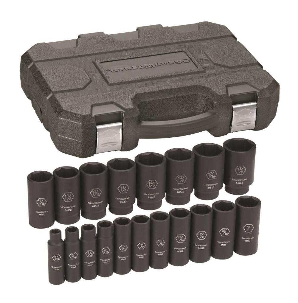 GEARWRENCH 19 Pc. 1/2″ Drive 6 Point Deep Impact Socket Set SAE - Ascmtools