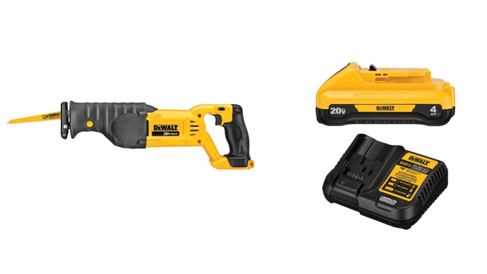 DEWALT 20V Max Reciprocating Saw with Compact 4Ah Battery Starter Kit Bundle - Ascmtools