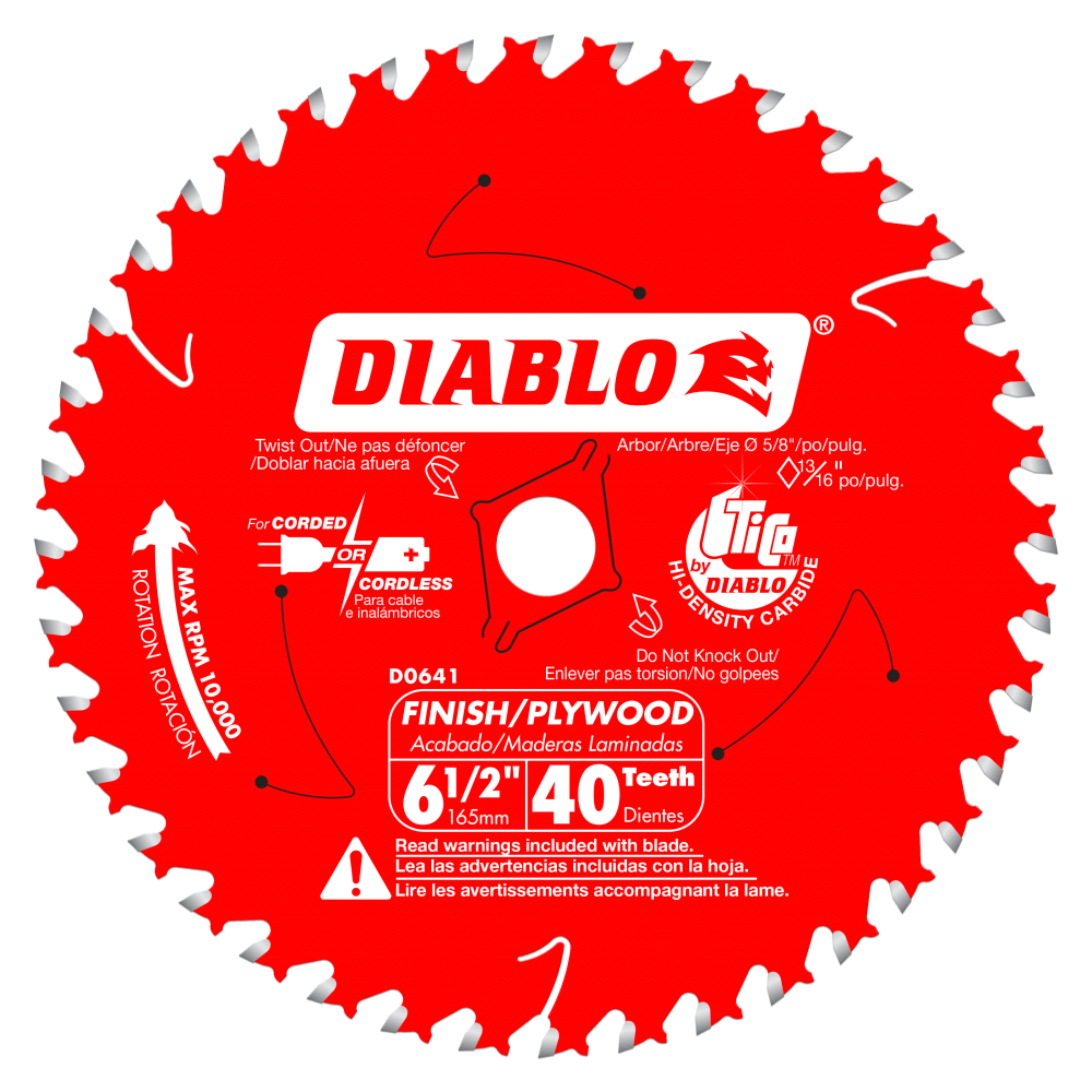 Diablo Tools 6-1/2 in. x 40 Tooth Finish Trim Saw Blade - Ascmtools
