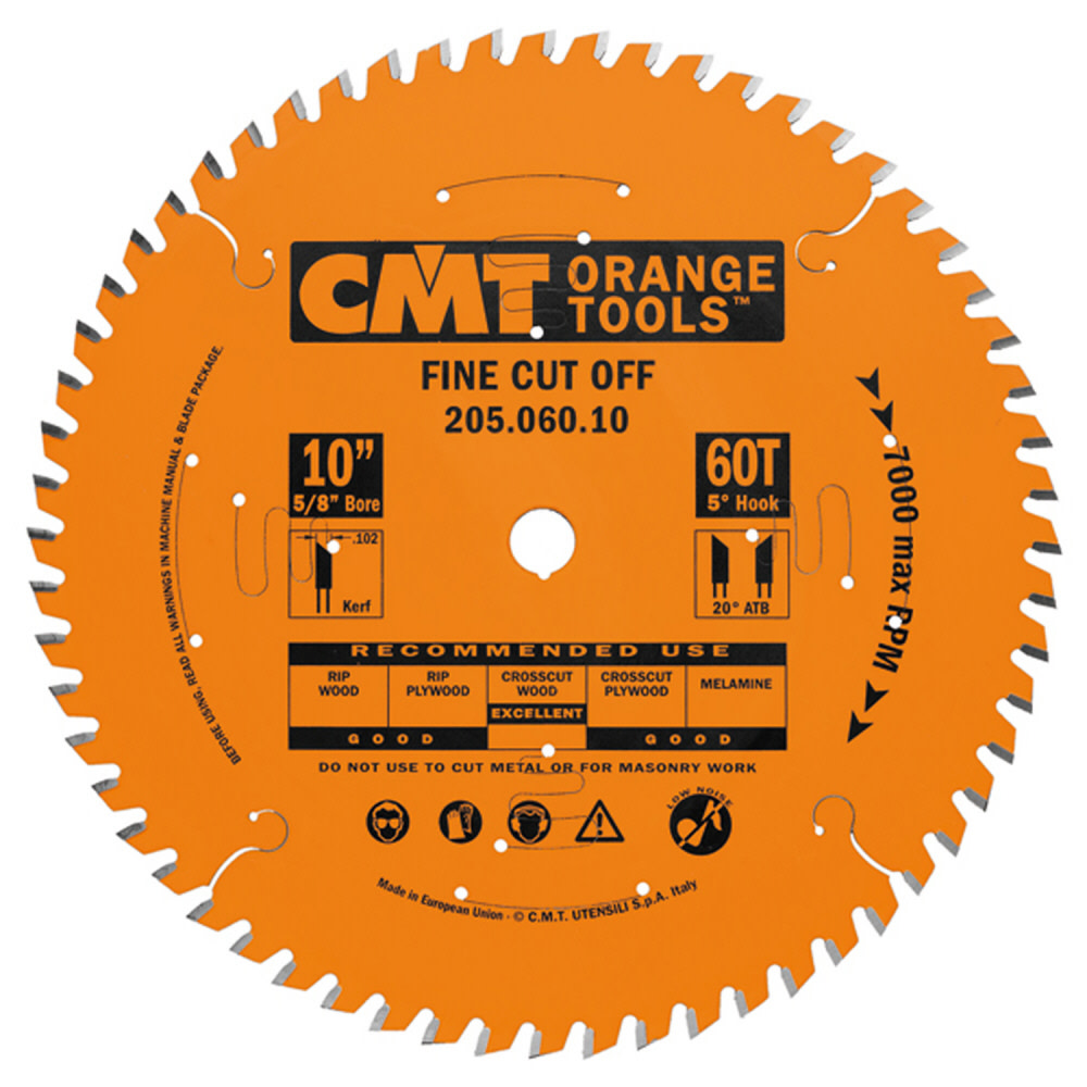 CMT 10 In x 60 x 5/8 In Industrial Cut-Off ATB Blade - Ascmtools