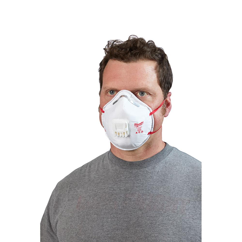 Milwaukee 10pk N95 Valved Respirator - Ascmtools