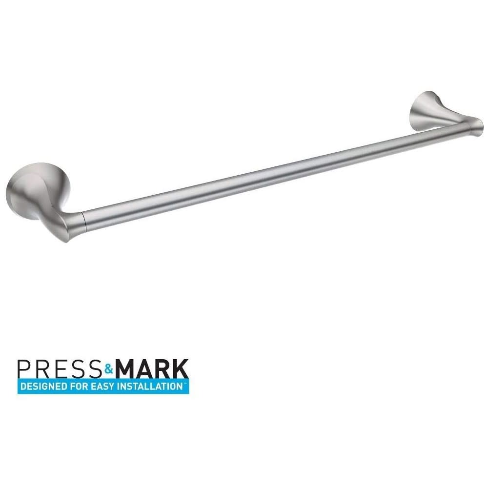 Moen Darcy Brushed Nickel 18″ Towel Bar with Press & Mark Stamp - Ascmtools