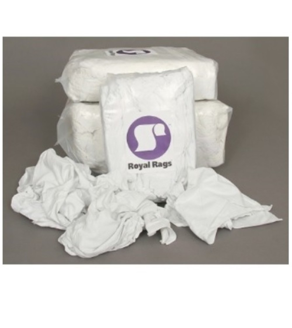 Reclaimed Textiles 20 lb. Poly Bag of NEW White Knit Rags - Ascmtools
