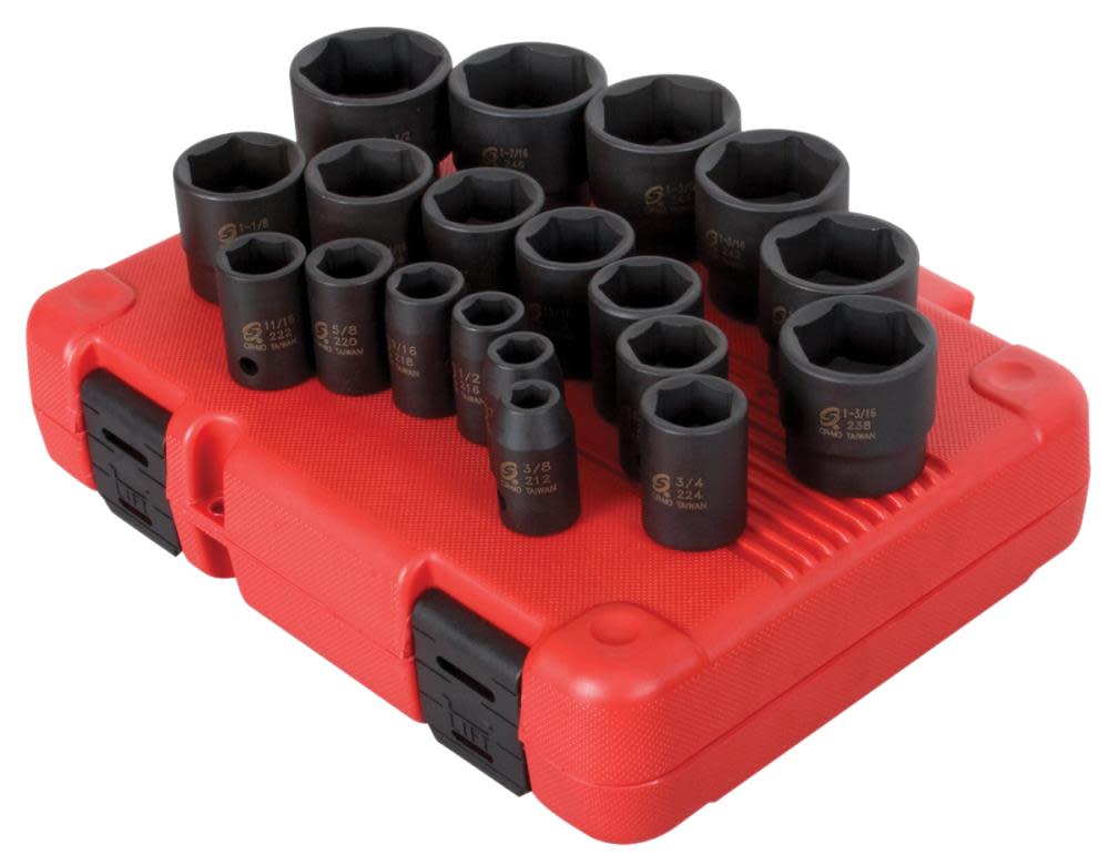 Sunex 1/2 In. Drive SAE Impact Socket Set 19 pc. - Ascmtools