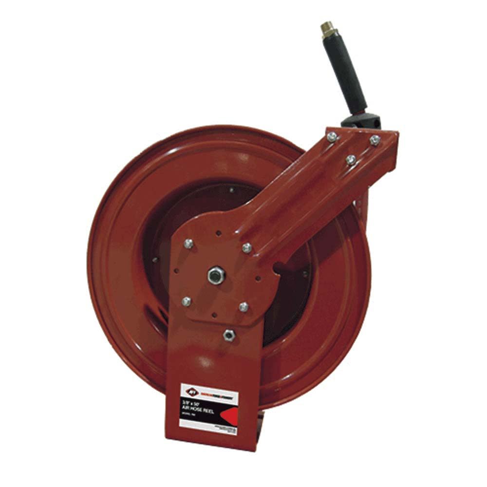 American Forge Durable Heavy Steel Construction 1/2 In. x 50 Ft. Rubber Air Hose Reel with Heavy-Duty Crimping and Spring Guard 1/2 In. NPT - Ascmtools