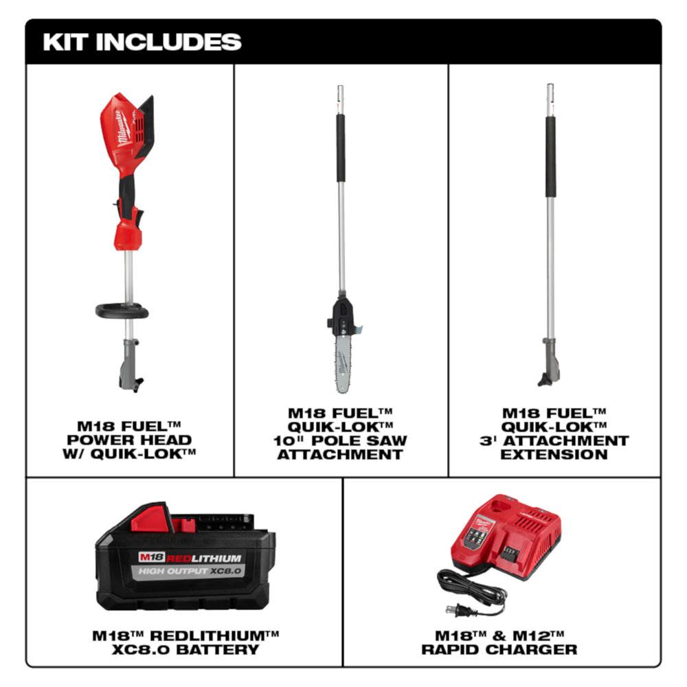 Milwaukee M18 FUEL 10″ Pole Saw Kit with QUIK-LOK - Ascmtools