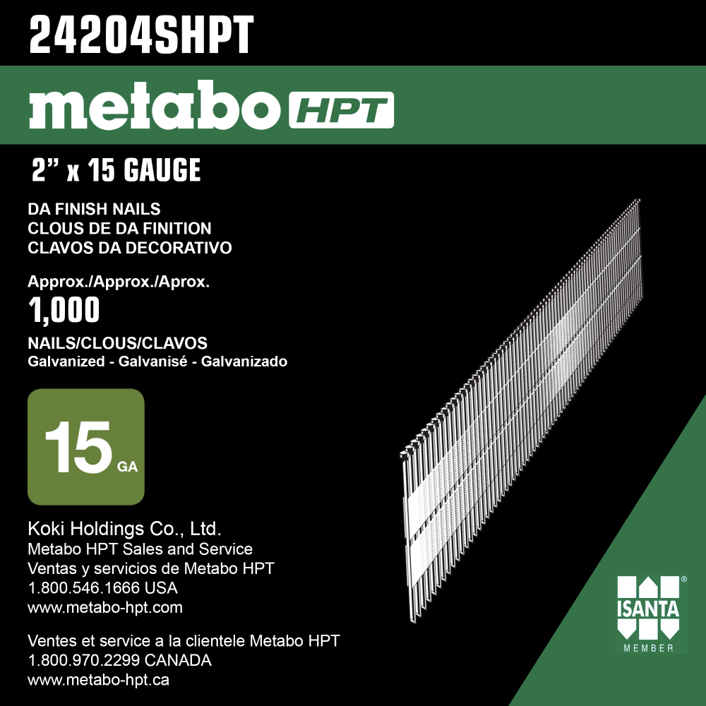 Metabo HPT 2″ 15 Gauge Galvanized Angled Finish Nails 1000qty - Ascmtools