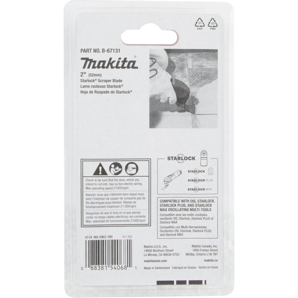 Makita 2″ Starlock Scraper Blade - Ascmtools