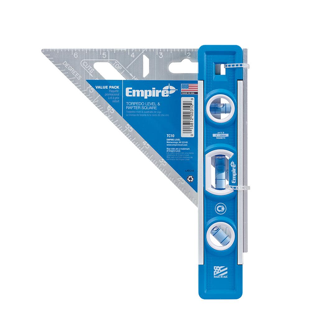 Empire Level 9 in. Torpedo Level/7 in. Rafter Square Combo - Ascmtools