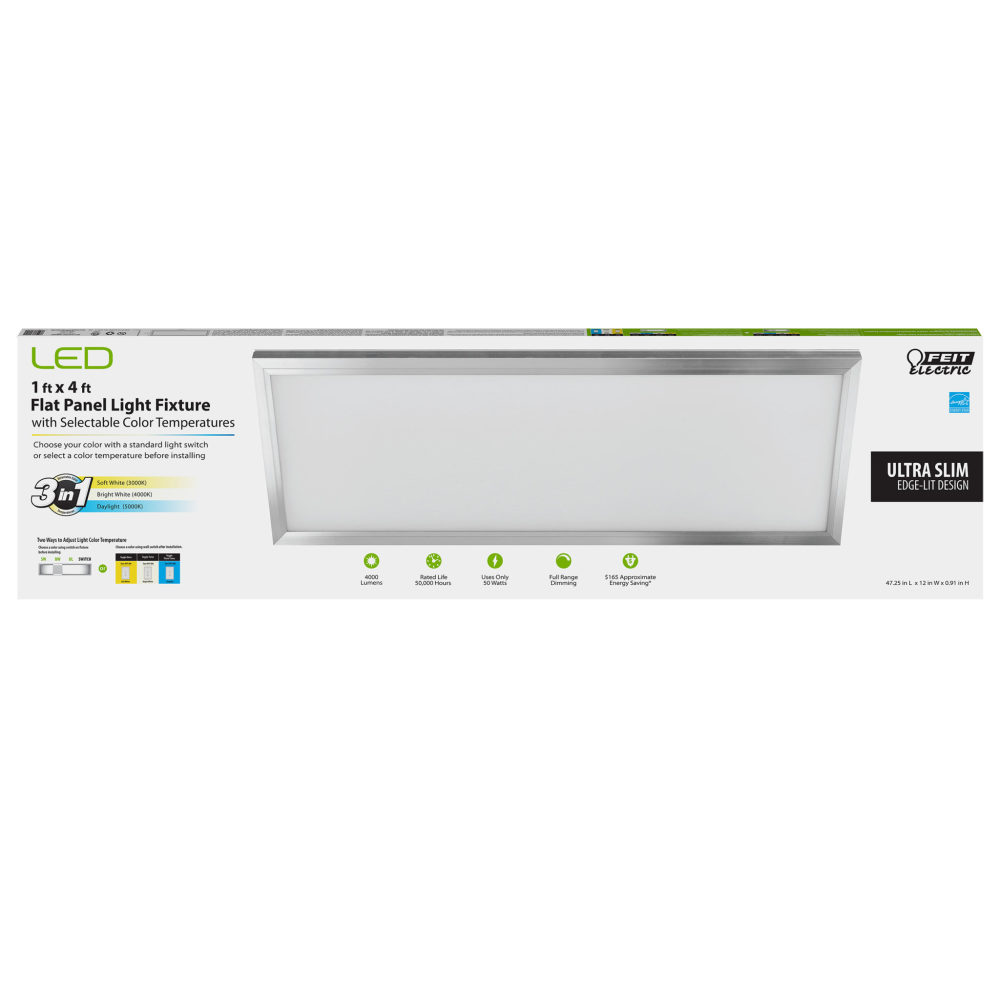Feit Electric Nickel White Edgelit LED Flat Panel Light Fixture - Ascmtools